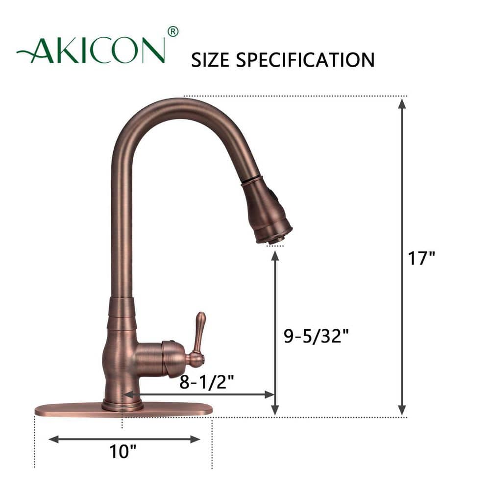 Antique Bronze Single Handle Pull-Down Kitchen Faucet with Deck Plate