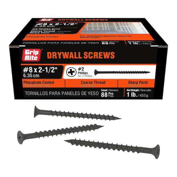 #8 x 2-1/2 in. #2 Phillips Bugle Head Coarse Thread Drywall Screws 1 lb. Box