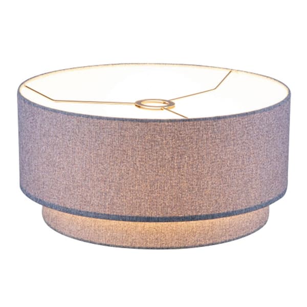 16.5 in. x 16. 5 in. x 8 in. H Premium Double Drum Linen Shade-Gray 1.65 in. Spider Fitter Fully Assemble Arc Floor Lamp