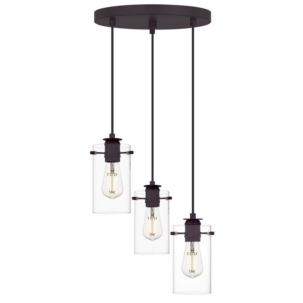 3-Light Espresso Pendant with Glass Shades