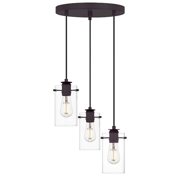 DSI LIGHTING 3-Light Espresso Pendant with Glass Shades