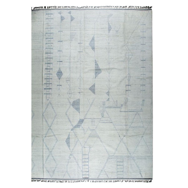 Beige 12 ft. x 16 ft. Hand-Knotted Wool Contemporary Marrakech Handspun, Luxurious Modern Rug for Living R, Area Rug