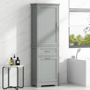 Gray 68.10 in. Accent Storage Cabinet with 2-Drawers and Adjustable Shelves