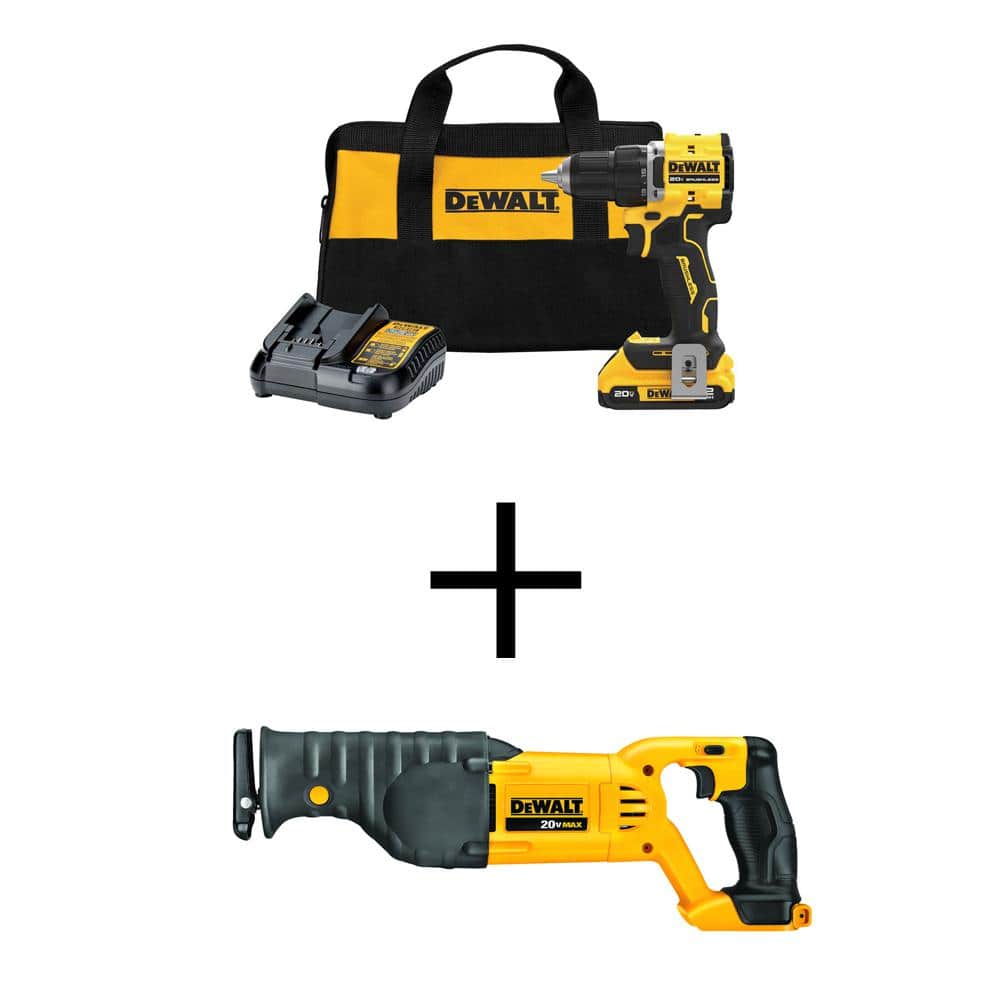 Gå til kredsløbet Overhale huh DEWALT ATOMIC 20-Volt Lithium-Ion Cordless Compact 1/2 in. Drill/Driver Kit  and RecipSaw with 2.0Ah Battery, Charger and Bag DCD794D1WCS380B - The Home  Depot