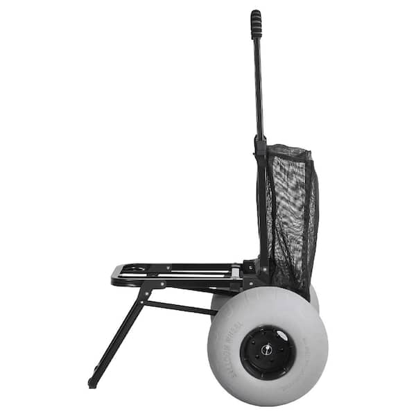 Beach Dolly with Big Wheels for Sand, 18 x 15 in. Folding Sand Cart with 12 in. Balloon Wheels, 165 lb. Capacity