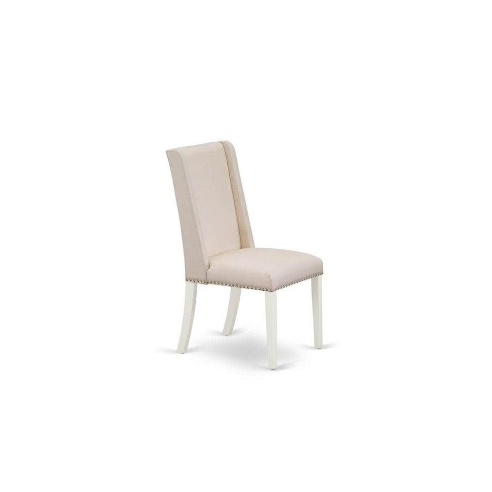 Linen White Modern 5-Piece Round Dining Set with Fabric Chairs