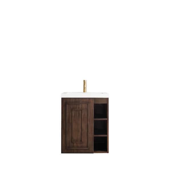 Alicante 23.6 in. W x 18.3 in. D x 29.4 in. H Bath Vanity in Mid Century Acacia with White Glossy Resin Top