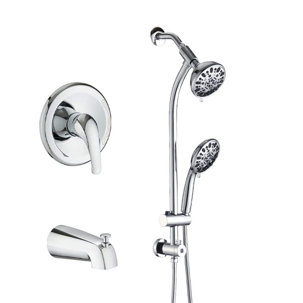 7-Spray Wall Mount Round Dual Fixed and Handheld Shower Head 1.8 GPM with Slide Bar, Tub Faucet in Chrome price history on PriceWatchPro