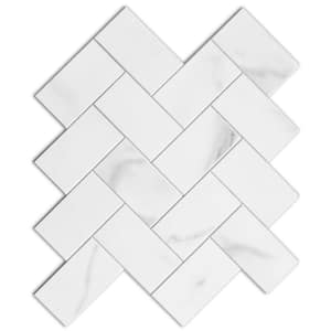 Shanghai Carrara Herringbone 5 in. x 5 in. Stone Peel and Stick Backsplash Tile Sample Cut Tile (.17 sq. ft./Sample)