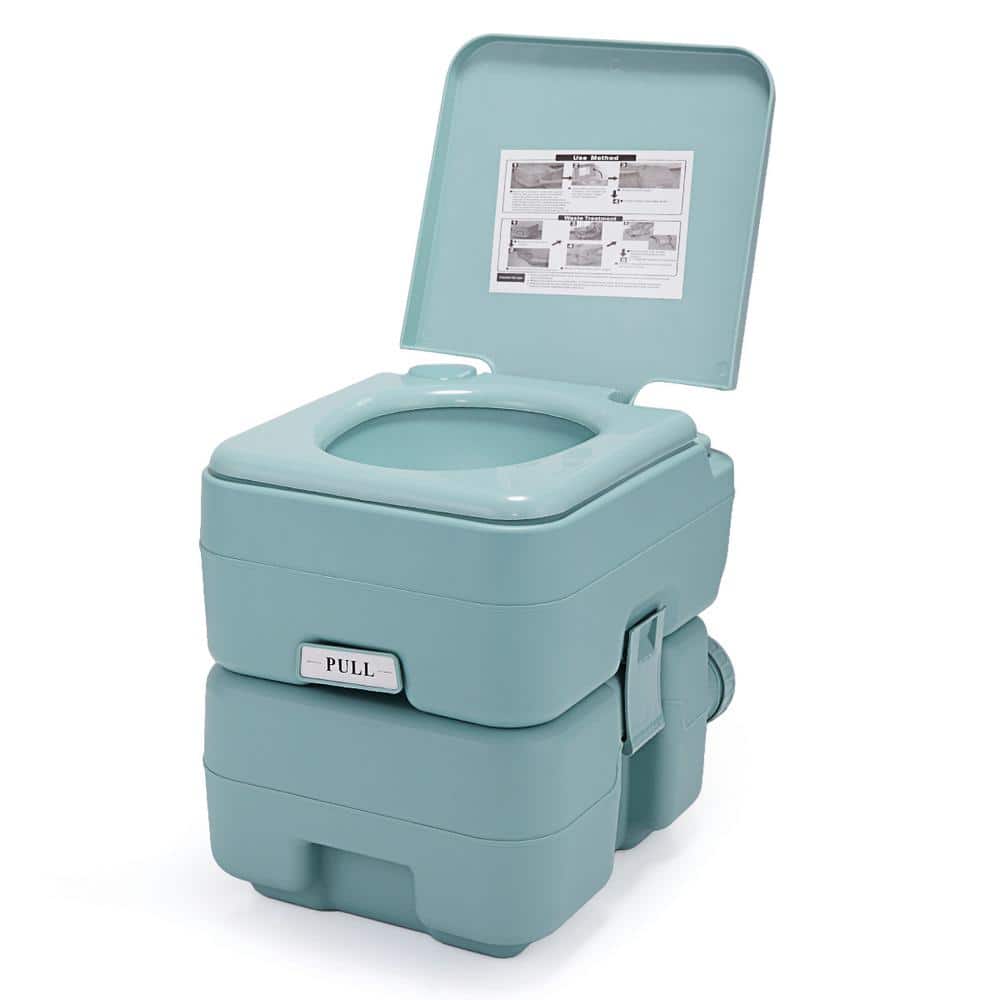 JAXPETY 5.3 Gal. Porta Potty Portable Toilet Outdoor Camping Flush Toilet  No Leakage, Green TY91B0201 - The Home Depot