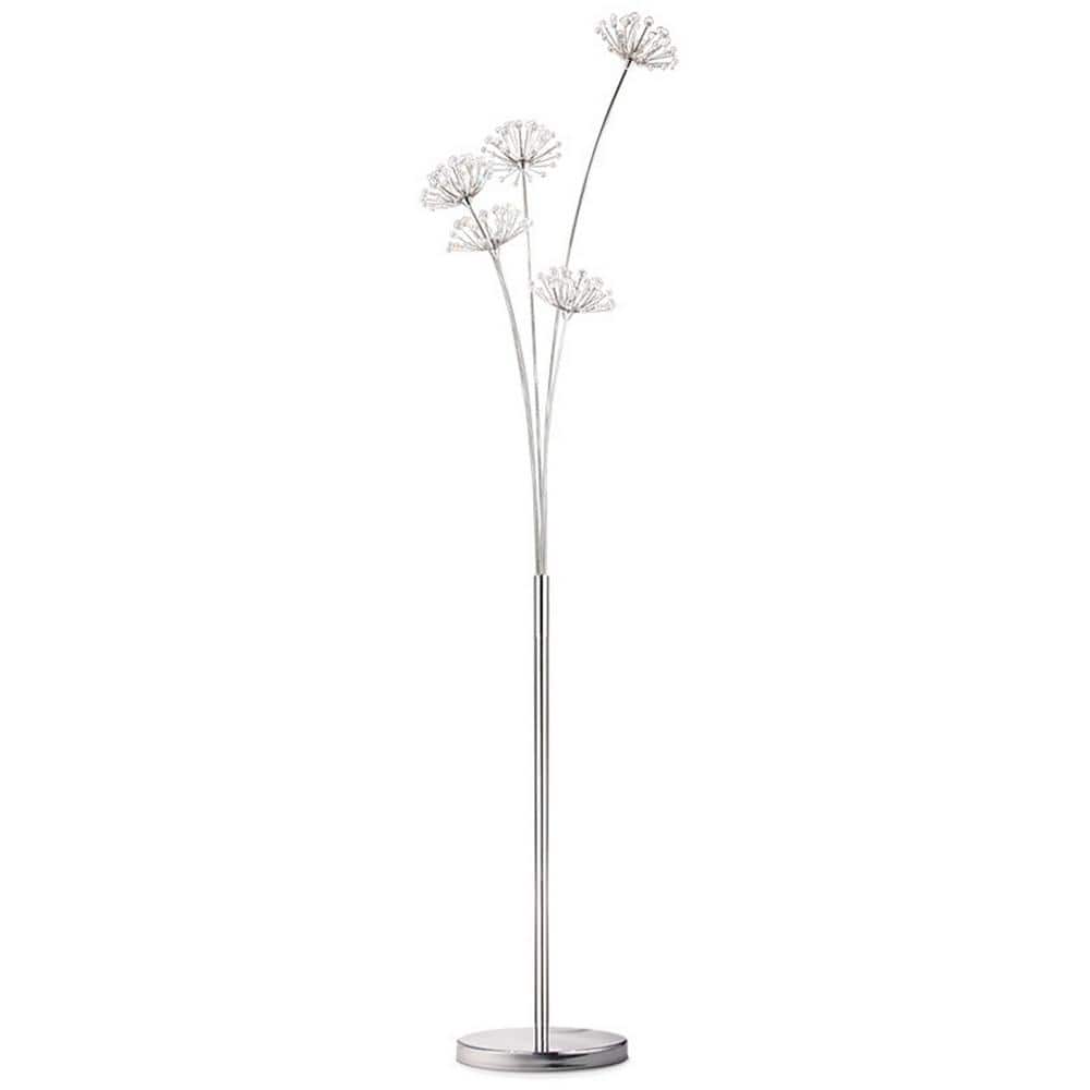 OUKANING 11 in. Silver Modern Integrated LED Living Room Floor Lamp with  Crystal Dandelion Shade HG-LMLZBY-4934 - The Home Depot