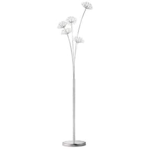 11 in. Silver Modern Integrated LED Living Room Floor Lamp with Crystal Dandelion Shade