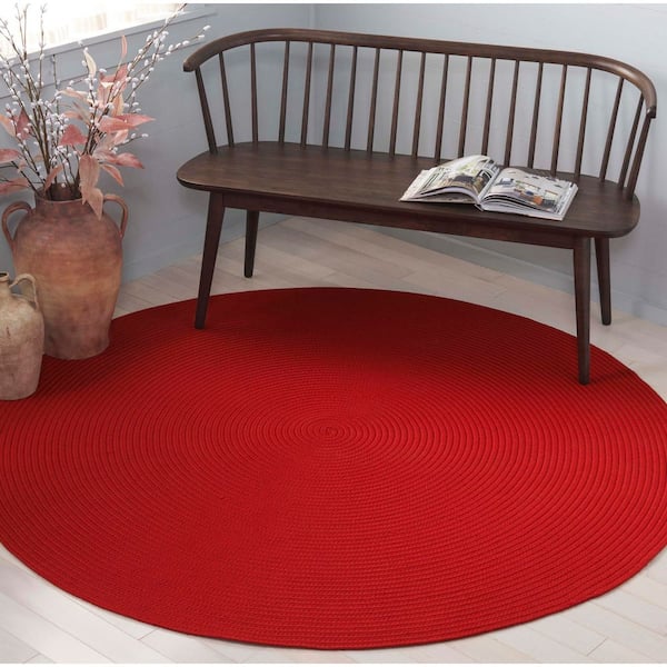 Braided Rust 4 ft. x 4 ft. Machine Washable Solid Color Gradient Round Area Rug