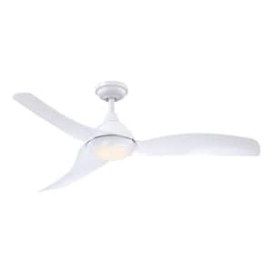 52 in. Indoor Propeller Modern Integrated LED White Ceiling Fan with Light and Remote Control