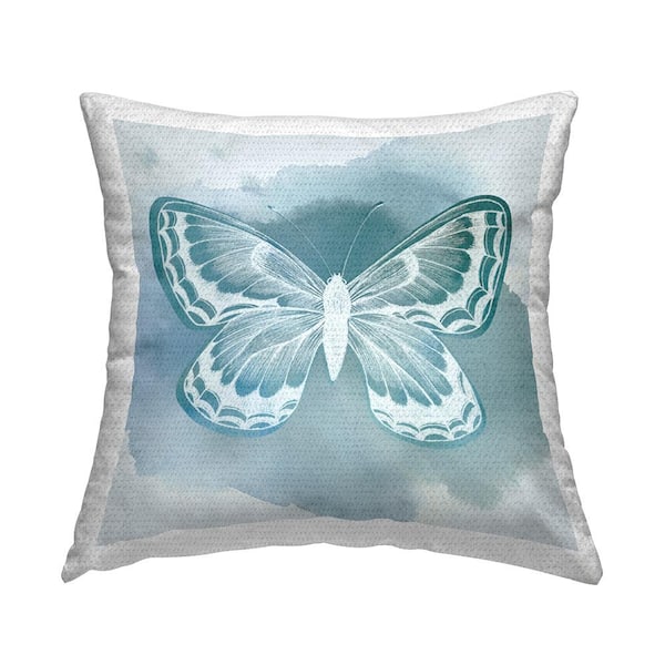 Stupell Industries Modern Butterfly Splash Blue Square Outdoor Throw Pillow