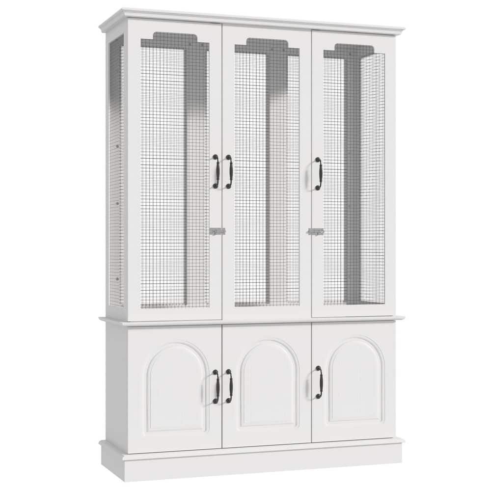 70.9 in. H White Wood Birdhouse for Finches, Parakeets and Large Birds with 3 Storage Cabinet Doors and Easy Access price history on PriceWatchPro