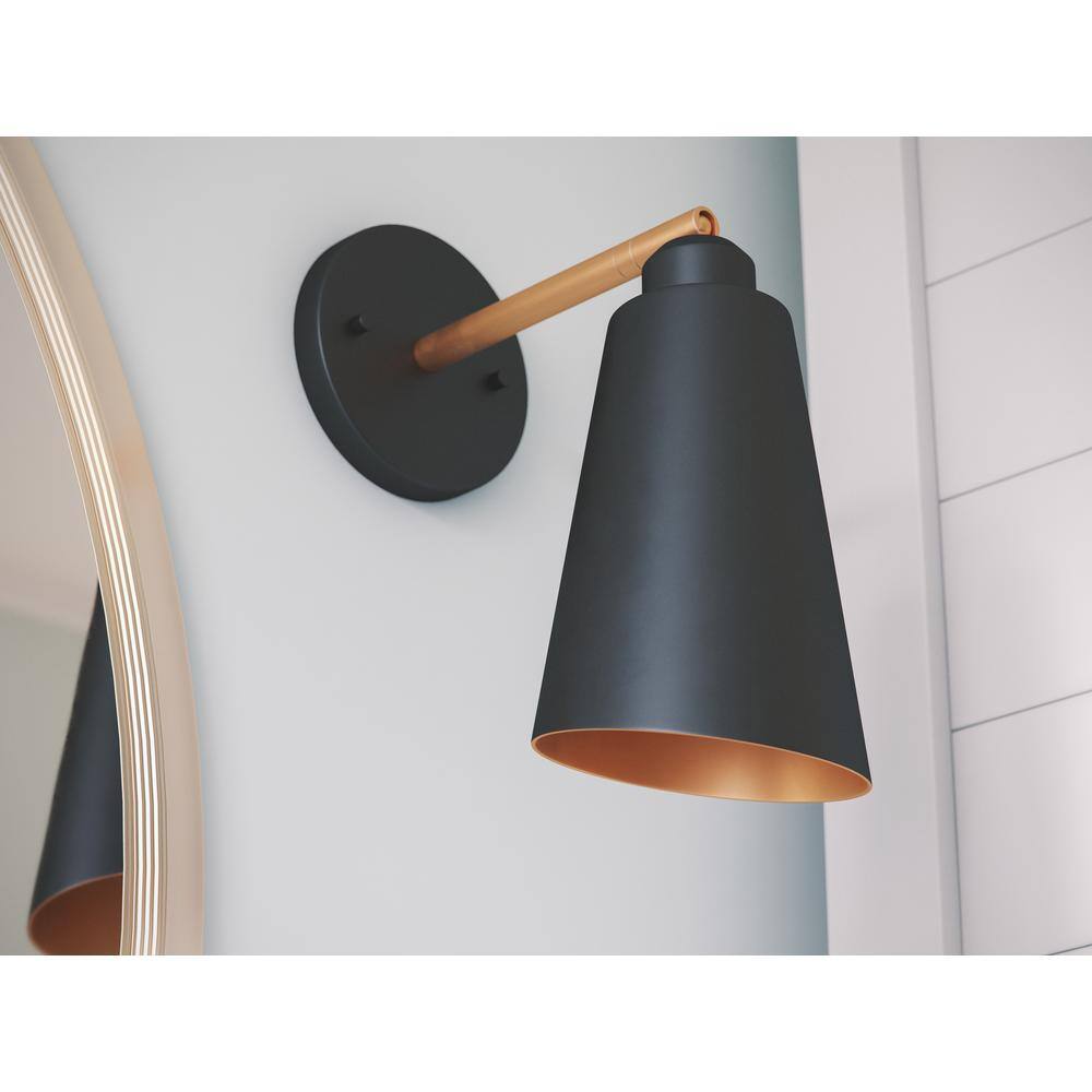 Mid-Century Modern Black Direct Wired Electric Sconce