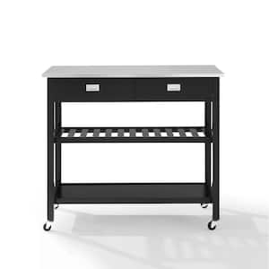 Chloe Black with Stainless Steel Top Kitchen Island