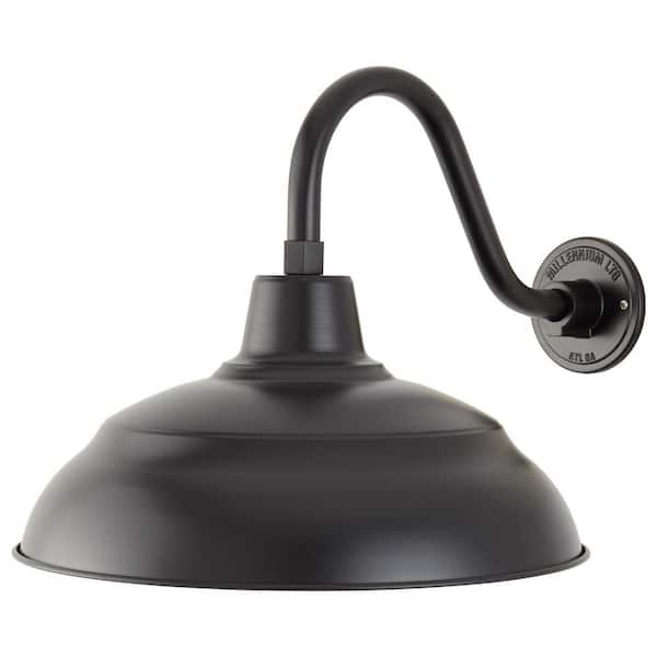 Millennium Lighting R Series 1-Light 17 in. Satin Black Hardwired Outdoor Barn Light Sconce (1-Pack)