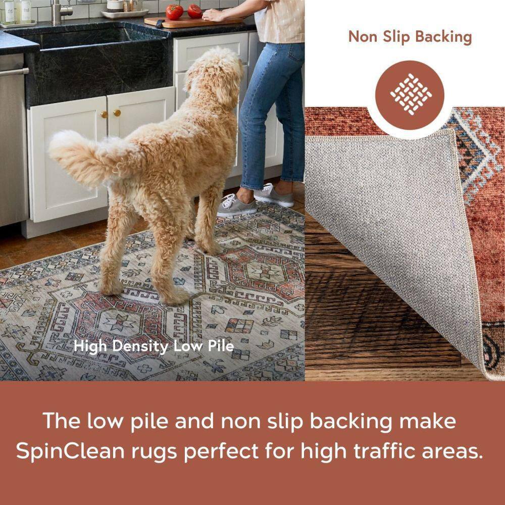 Jordan Gray and Ivory Synthetic Medallion Washable 3' x 5' Rug