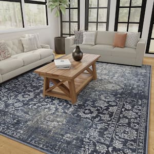 Aysal Alazah Blue 4 ft. x 6 ft. Geometric Polypropylene Indoor Area Rug