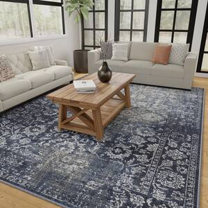 Aysal Alazah Blue 9 ft. 10 in. x 12 ft. 10 in. Geometric Polypropylene Indoor Area Rug