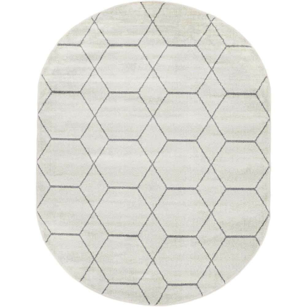Trellis Frieze Geometric Ivory 7 ft. 10 in. x 10 ft. Area Rug price history on PriceWatchPro