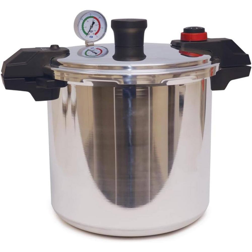 22 qt. Aluminum Silver Pressure Canner, Stovetop Pressure Cooker with 3 PSI