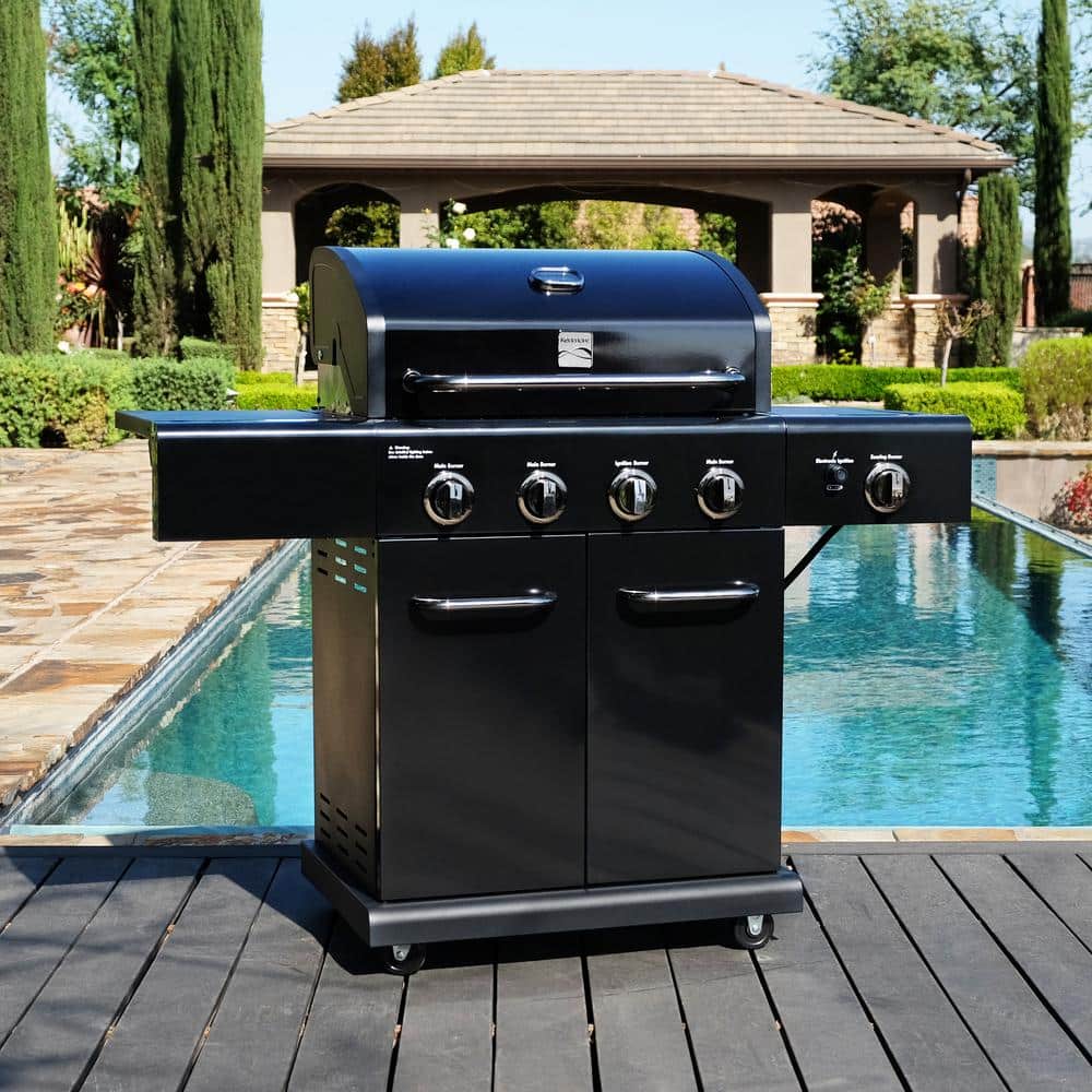 Kenmore Black 4-Burner Propane Gas Grill with Side Burner