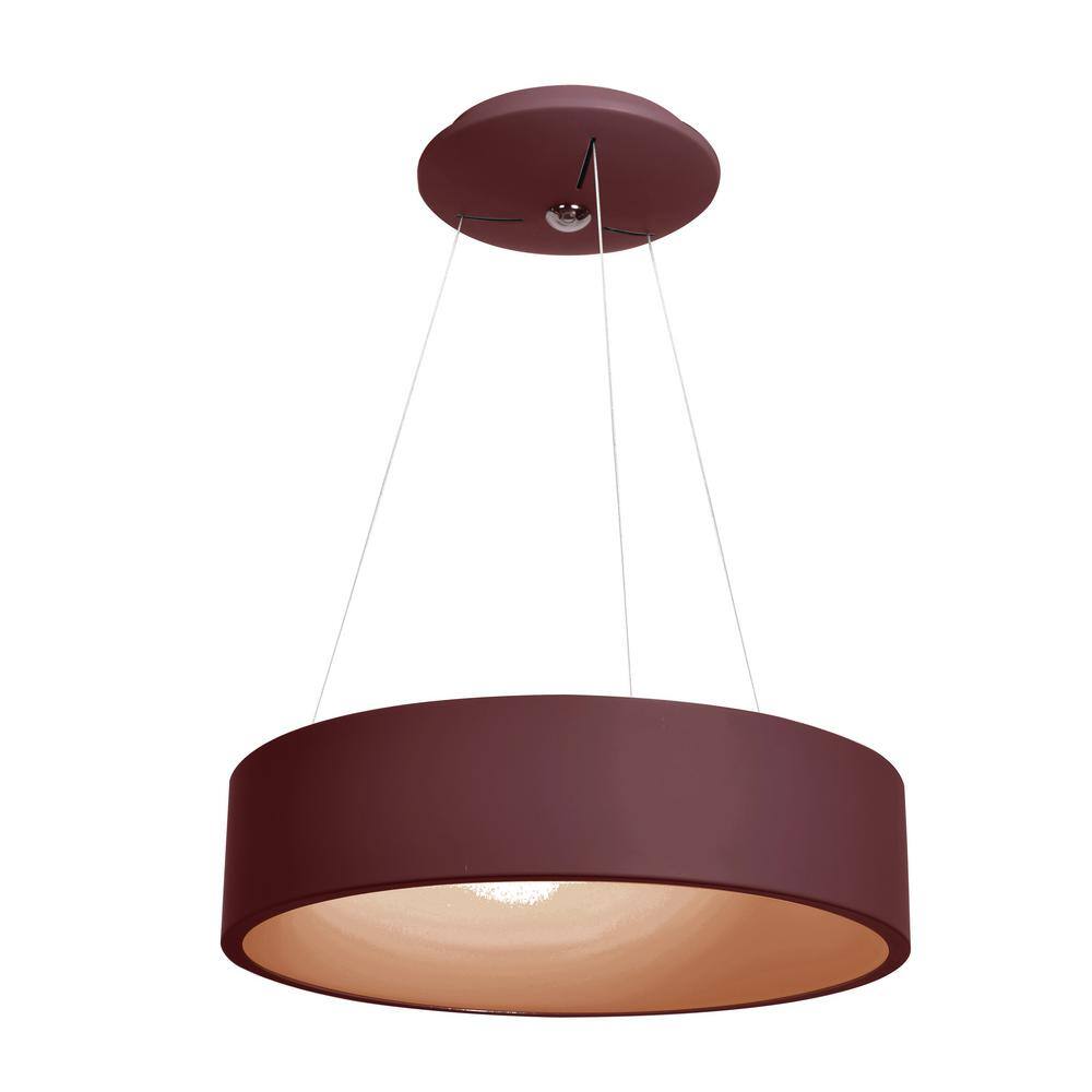 Radiant Bronze LED Drum Pendant Light with Glass Shade