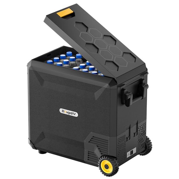 BougeRV 50 qt. 12-Volt Car Refrigerator Dual-Zone Cooler 12-Volt Fridge Dual-System Quick Freeze to -4 °F with IceDrive