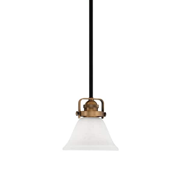 Unbranded Decatur 60-Watt 1-Light Black and Brass Light Mini Pendant with 7 in. White Muslin Glass Shade, No Bulb Included