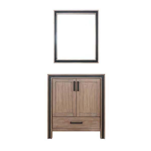 Ziva 30 in. W x 22 in. D x 32 in.H Single Bath Vanity Cabinet without Top in Rustic Barnwood, with Mirror