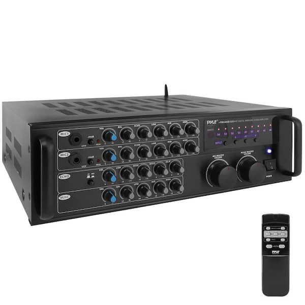 PYLE PRO 1000 Watt Bluetooth Stereo Mixer Karaoke Amplifier, Microphone/RCA Audio/Video Inputs, Mic-Talkover, Rack Mountable Amp