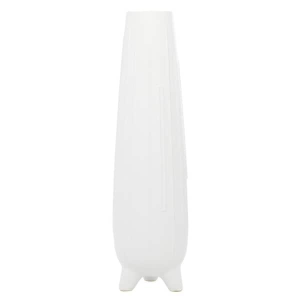 CosmoLiving by Cosmopolitan 26 in. White Handmade Ceramic Decorative Vase with Feet