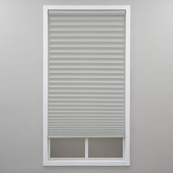 Perfect Lift Window Treatment Silver Gray Cordless Light Filtering Polyester Pleated Shades - 35.5 in. W x 64 in. L