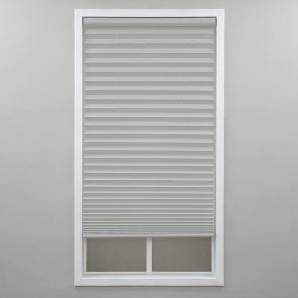 StyleWell Silver Gray Cordless Light Filtering Polyester Pleated Shades - 59.5 in. W x 48 in. L