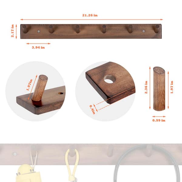 Wooden Coat Hook Wall-mounted Hooks for Storage Hanger Scarf Hat Bag Wall  Decor