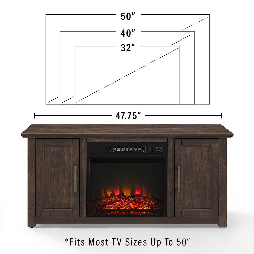 Camden 48" Dark Walnut TV Stand with Electric Fireplace