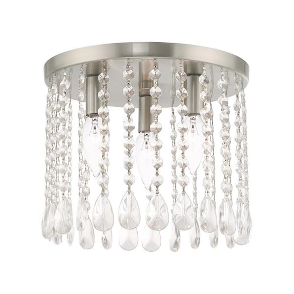 Livex Lighting Elizabeth 3 Light Brushed Nickel Semi Flush Mount