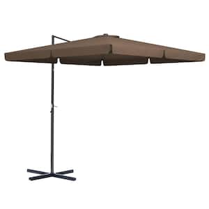 Heavy Duty 10 ft. Square Cantilever Patio Umbrella in Brown with Tilt, Crank, Cross Base, Aluminum Pole and Air Vent