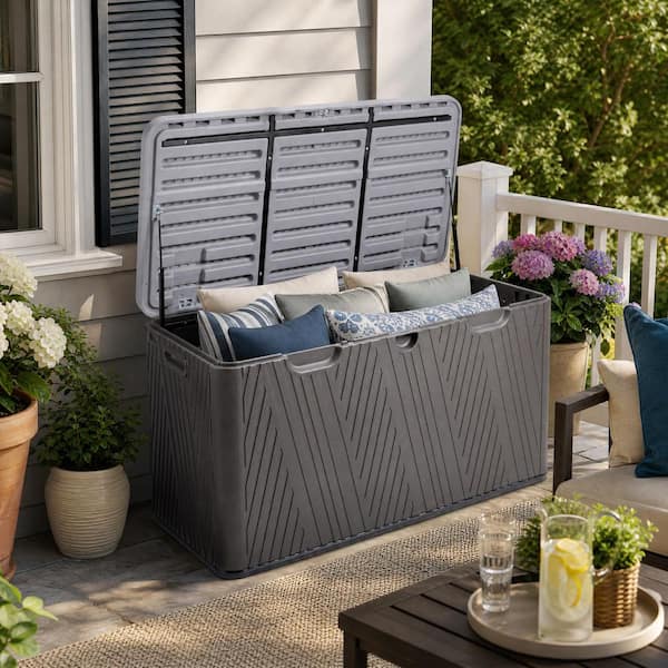 Aoodor 85 Gal. Medium Brown Plastic Resin Outdoor Storage Deck Box