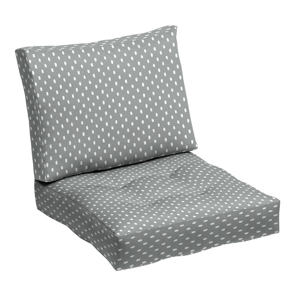 Stone Grey Dot Bamboo Viscose and Polyester Outdoor Deep Seat Cushion Set