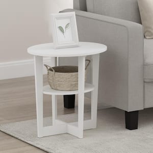 JAYA 18.9 in. White Oval Wood End Table