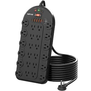 Versatile 8 ft. 24-Outlets with Extension Cord Surge Protector Power Strip with 4 USB-A and 4 USB-C Port in Black