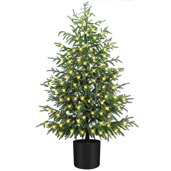 4 ft. pre-lit artificial Norfolk Pine Artificial Christmas Tree with Pot.