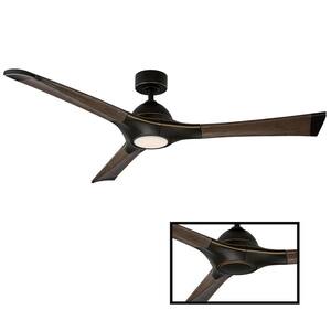 Woody 60 in. LED Indoor/Outdoor Oil Rubbed Bronze 3-Blade Smart Ceiling Fan with 3000K Light Kit and Wall Control