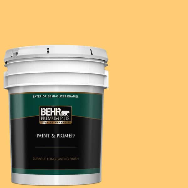BEHR PREMIUM PLUS 5 gal. #310B-5 Spiced Butternut Semi-Gloss Enamel Exterior Paint & Primer