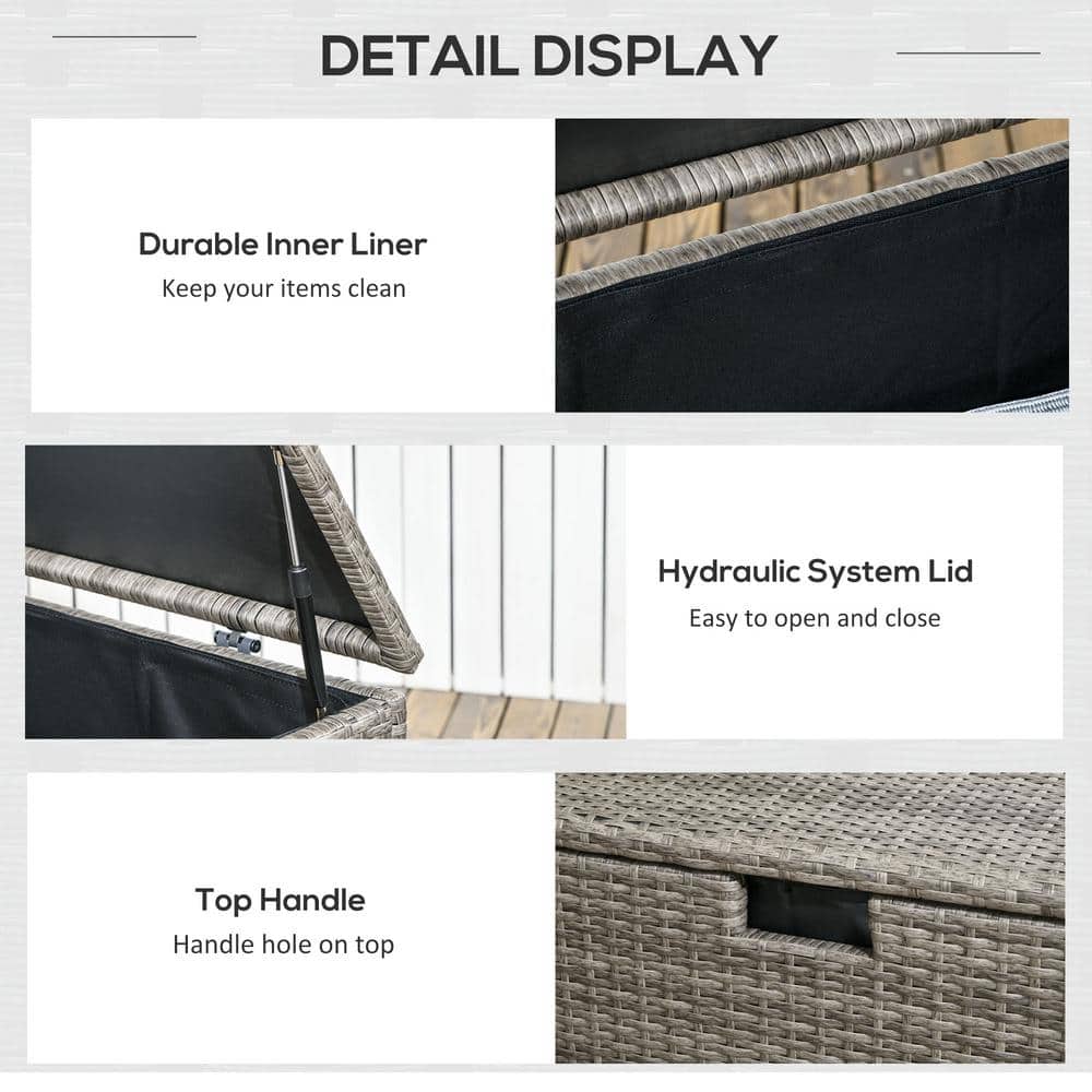 Gray Wicker and Plastic Outdoor Deck Storage Box