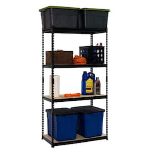 Pro Series 4-Tier Steel Garage Storage Shelving Unit in Matte Black with HDF Racks (36 in. W x 72 in. H x 18 in. D)